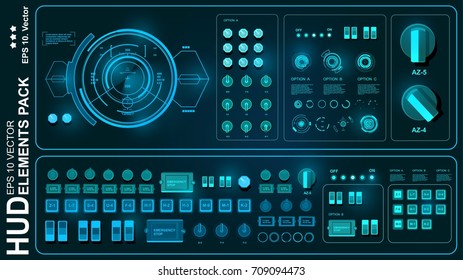 Futuristic green-blue virtual graphic touch user interface, target