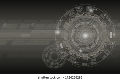 Futuristic Grey HUD user interface screen design Sci-Fi UI technology background computing, artificial intelligence and radar concept