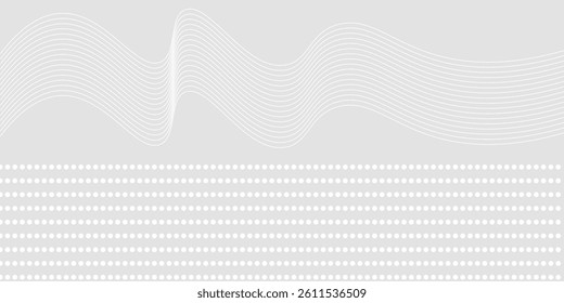 Futuristic grey white abstract background. Glowing wave lines pattern for banner, wallpaper, cover.illustration