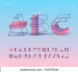 Futuristic grid and geometry shapes pictograms' type. Capital vector ABC letters for contemporary design and identity, posters. 