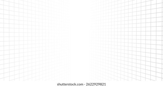 Futuristic grid in perspective projection. Geometric grid and mesh in futuristic style. Abstract wireframe landscape in perspective view. Vector