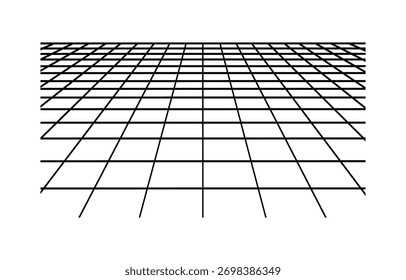 
 Grade futurista em projeção em perspectiva. Tecnologia wireframe paisagem. Grade de perspectiva de vetor. Ilustração de espaço digital.Vetor