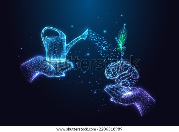 Futuristic Growth Mindset Learning Concept Hands Stock Vector (Royalty ...