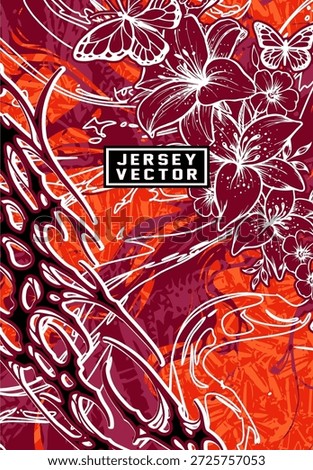 FUTURISTIC GRUNGE AND FLORAL PATTERN FOR JERSEY SUBLIMATION