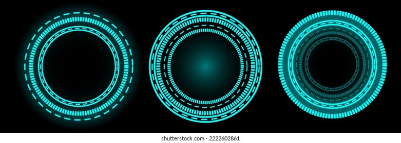 Futuristic GUI portal, hologram. Abstract technology digital user interface. Set of virtual elements