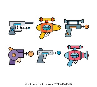 Futuristic Gun Icon Set Vector Illustration