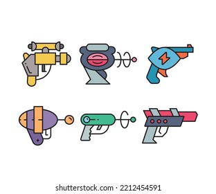 Futuristic Gun Icon Set Vector Illustration