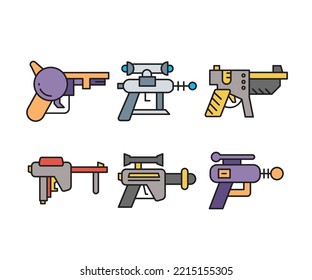 Futuristic Gun Icons Set Vector Illustration