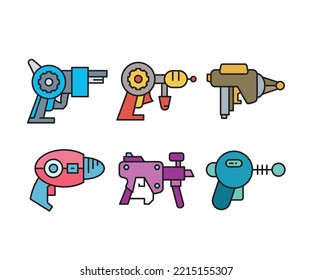 Futuristic Gun Icons Set Vector Illustration