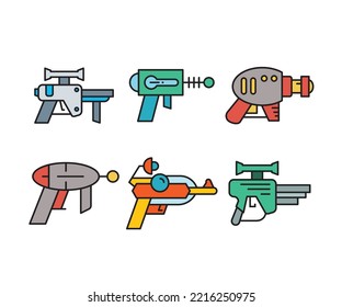 Futuristic Gun Icons Set Vector Illustration