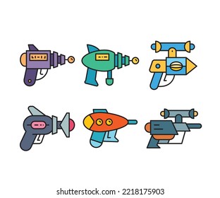 Futuristic Gun Icons Set Vector Illustration