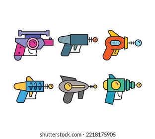 Futuristic Gun Icons Set Vector Illustration