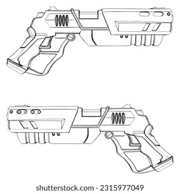 Vector de pistola futurista 01. Ilustración Aislada En Fondo Blanco. Una ilustración vectorial De Una Pistola Futurista.