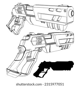 Futuristic Gun Vector 02. Illustration Isolated On White Background. A vector illustration Of An Futuristic Pistol.