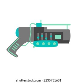 Ilustración vectorial de pistolas futuristas. Láser de pistola de juguete aislado en fondo blanco. Entretenimiento, espacio, concepto de armas para el diseño de juegos