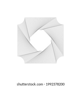Elemento de diseño monocromático de semitono futurista, forma geométrica cuadrada, aislado sobre fondo vectorial blanco