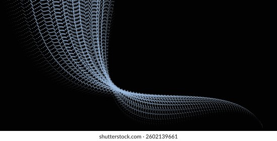 Futuristic halftone wave, flowing abstract vector, illustration.