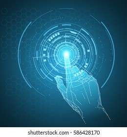 Futuristic hand touch illustration