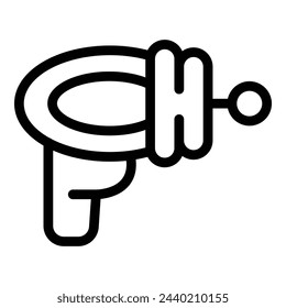 Icono de pistola futurista contorno vector. Pistola láser. Juego de cazador de fantasía