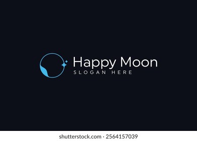 futuristic happy moon symbol icon logo design vector illustration. creative digital mood symbol logo vector design template with modern and clean styles