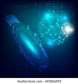 Futuristic head up display. Digital Network Connections.