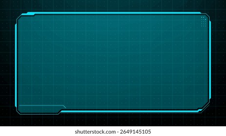 Futuristische head-up display frame met raster en details. Abstract hud virtuele schermrand vector. Digitale gebruikersinterface-element voor technologie-ontwerp.