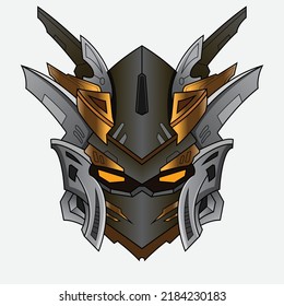 futuristic Head mecha Robot warrior for T-Shirt Design, Sticker, Poster, Merchandise and E-sport logo