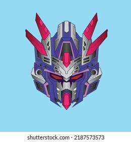 futuristischer Head mecha Robot-Krieger für T-Shirt-Design, Sticker, Poster, Merchandise und E-Sport-Logo
