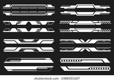 Elementos de interfaz de encabezado y pie de página futuristas. HUD de alta tecnología