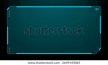 Futuristic heads up display with a tech frame. UI gui dashboard for interface design. Digital data visualization on black.