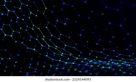Fondo de hexágono futurista. Fondo de tecnología Abstractas. Concepto de Tecnología. Big data. Onda 3D. Ilustración vectorial.