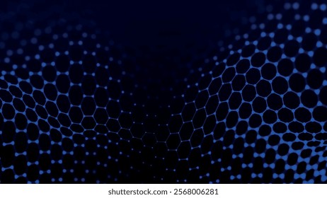 Futuristic hexagon background. Futuristic honeycomb concept. Particle wave. Geometric background. Abstract 3d vector illustration.