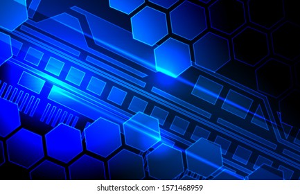 Futuristic Hexagon Digital Circuit Virtual Abstract Background Technology vector illustration