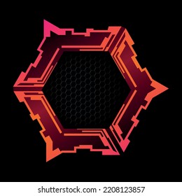 Futuristische Hexagon-Rahmen mit Kopienraum. Vektorelement für Technologiedesign.