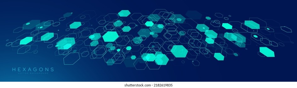 Futuristisches Hexagon Grid. Konzept der blauen Netzwerkverbindung Hintergrund der digitalen Big-Data-Technik. Vektorgrafik