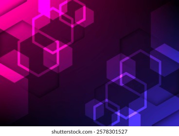 Futuristic Hexagon Hive Background abstract Digital Technology Design. Geometric vector graphics inspired by science, telecoms, and modern connectivity concepts.