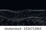 Futuristic hexagon wave. Abstract hexagon wave pattern. Dark cyberspace. Abstract wave with dots and line. 3d vector illustration.