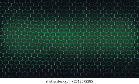Futuristic hexagon wave. Abstract hexagon wave pattern. Dark cyberspace. Abstract wave with dots and line. 3d vector illustration.