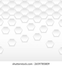Futuristisches sechseckiges Mosaik mit grauem Wabenmuster abstrakte Textur weißer Hintergrund geometrisches Polygon Design Vektor Technologie Stil Banner Business Infografik Zeitung Layout Abdeckung

