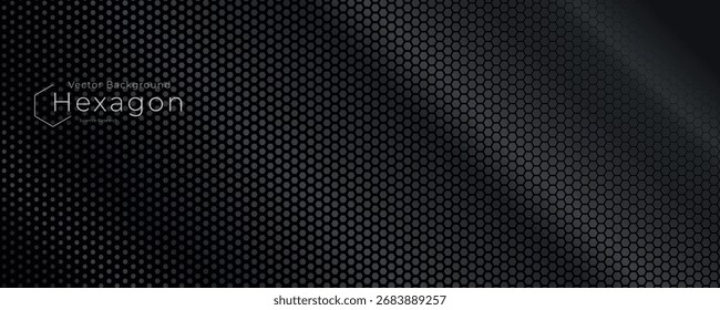 Plano de fundo hexagonal de favo de mel escuro de padrão futurista. Textura de grade geométrica abstrata para conferência de tecnologia, arquitetura, têxteis, web, fórum digital, marca de produto de inovação. Vetor BG