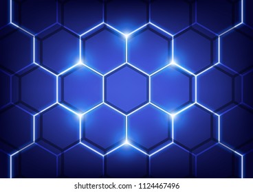 Futuristic hexagonal pattern shining on the plain background, Technology abstract, sci-fi and futuristic concept, Vector illustration background.