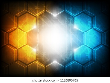 Futuristic hexagonal pattern shining on the hi tech zone,  Technology abstract, sci-fi and futuristic concept, Vector illustration background.