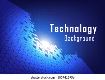 Futuristic hexagons in perspective view, Technology abstract with smart and innovation concept, Vector illustration background.