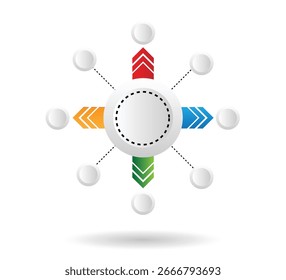 Futurista Hi Tech Círculo y Flecha Elemento de diseño infográfico Colorido. Recursos gráficos y de detalles de interfaz para el Arte vectorial de negocios y Web