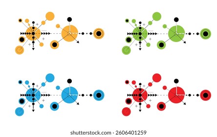 Futuristic Hi Tech Line Art Circles and Triangles Design Element Colors. Graphic design elements and resources vector art