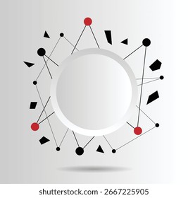 Futuristic Hi Tech Round Banner with Mesh and Particle Splinters. Graphic design elements and resources vector art