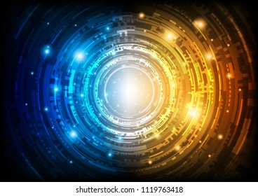 Futuristic hi tech technical circuit core with lights, Technology abstract, sci-fi and futuristic concept, Vector illustration background.