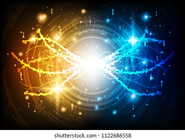 Futuristic hi tech technical circuit core with lights, Technology abstract, sci-fi and futuristic concept, Vector illustration background.