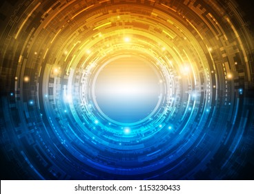 Futuristic hi tech technical circuit core with lights, Technology abstract, sci-fi and futuristic concept, Vector illustration background.