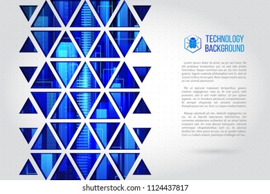 Futuristic high computer technology business background. Abstract hi-tech background. Communication and engineering concept with triangles.